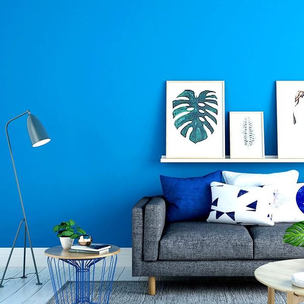 

wallpapers non-woven wallpaper waterproof antifouling sapphire blue solid color for bedroom living room office kitchen wall pape