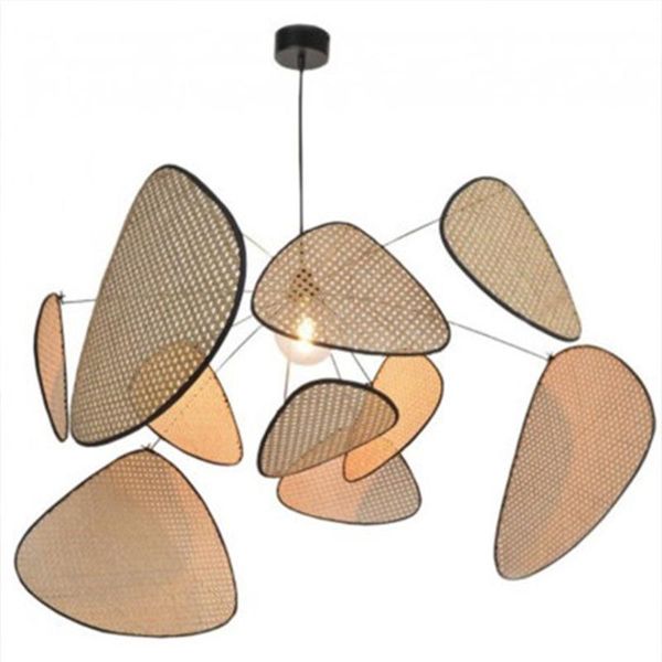 

rattan knitted fashion style grid art shade with e27 edison chandelier living room homestay garden lamps pendant