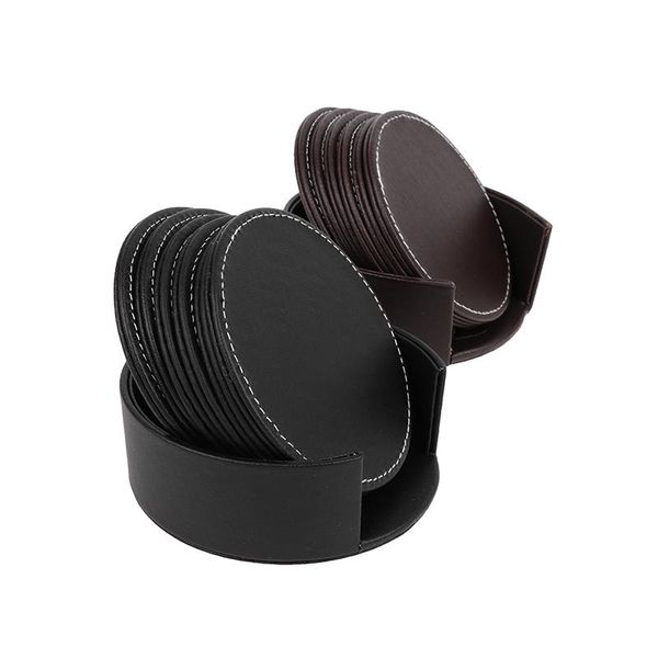 

mats & pads creative european set of 6 leather coasters round cup mat pad for home and kitchen use insulation