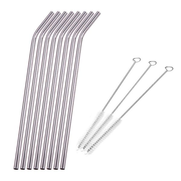 

drinking straws reusable metal straw pipette suction stainless steel pipe straight bent tube events party bar accessories