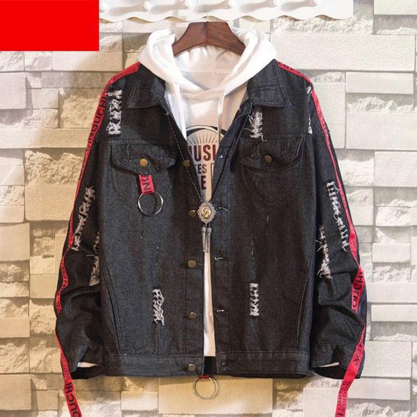 

tooling denim jacket male spring autumn men's ruffian handsome personality korean boy clothes black wild coat jackets, Black;brown