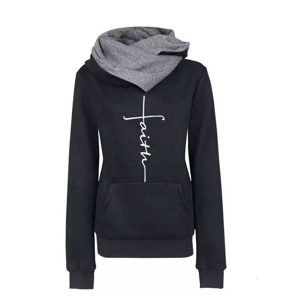 

casual dresses autumn winter hoodies sweatshirts women faith embroidered sweatshirt long sleeve pullovers christmas warm hooded 0bkl, Black;gray