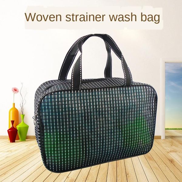 

woven mesh bath bag waterproof men's basket multifunctional women's large capacity portable cosmetic bags & cases