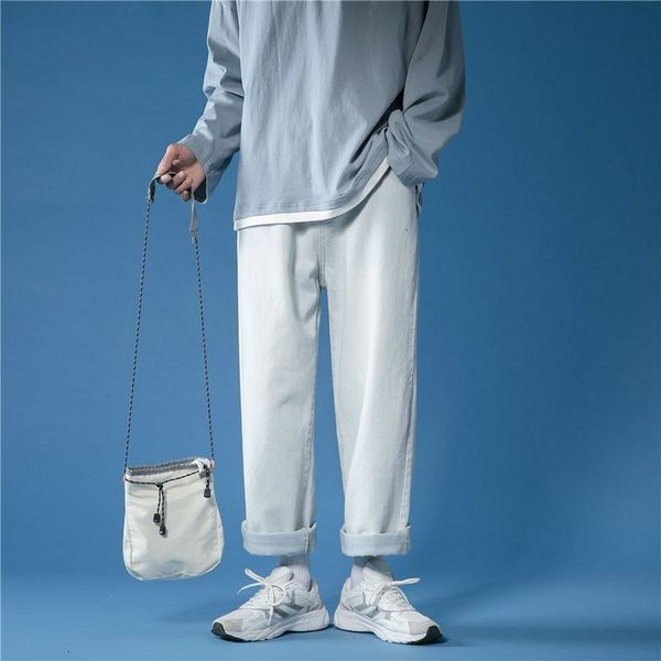 

men's jeans spring wide-leg fashion retro casual korean men streetwear loose hip-hop straight denim trousers mens s-3xl z6dd, Blue