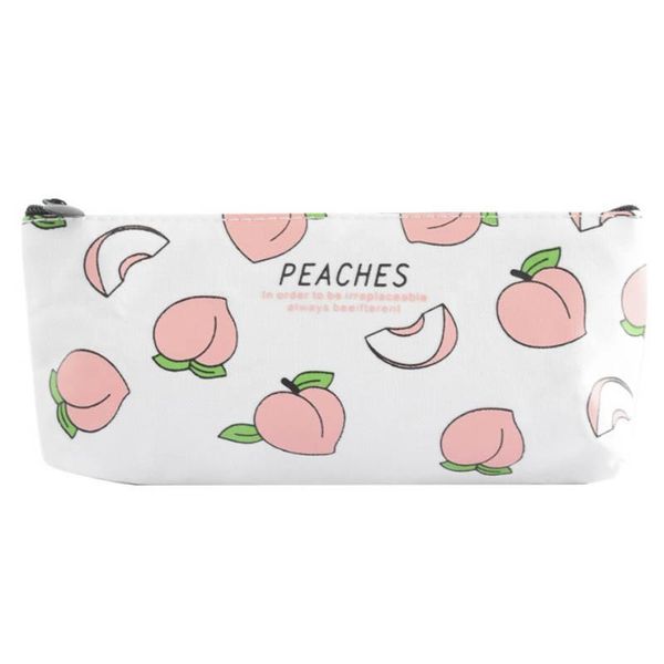 

cartoon cute letter peach large capacity pencil bag student gift case stationery storage office&school supplies bags