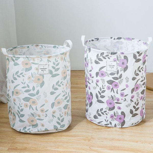 

storage baskets flower waterproof bag household bathroom dirty laundry basket folding clothing bucket clothes toys organizer
