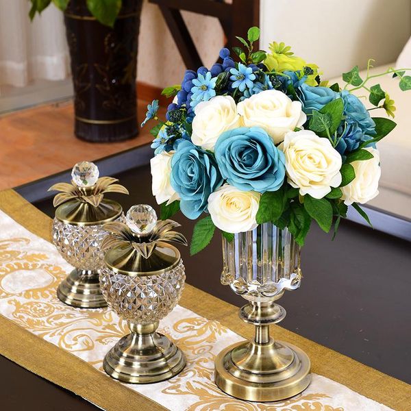 

vases crystal glass ball vase figurine crafts decoration home candy box storage bottles jar decor livingroom shelf bookcase ornament