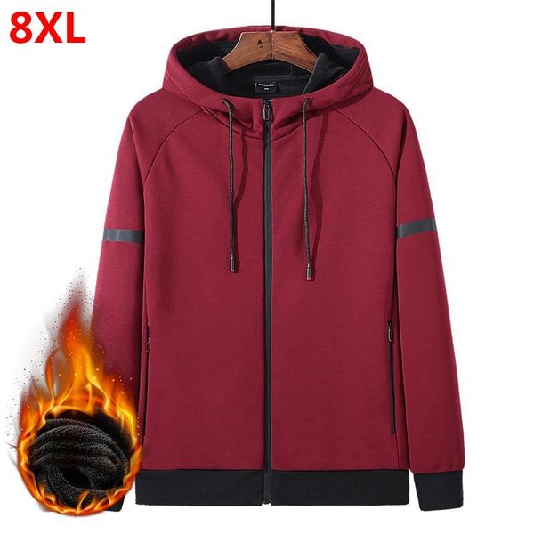 

men's hoodies & sweatshirts winter autumn thick coat 7xl sports plus velvet size knit cardigan fashion hooded 8xl, Black