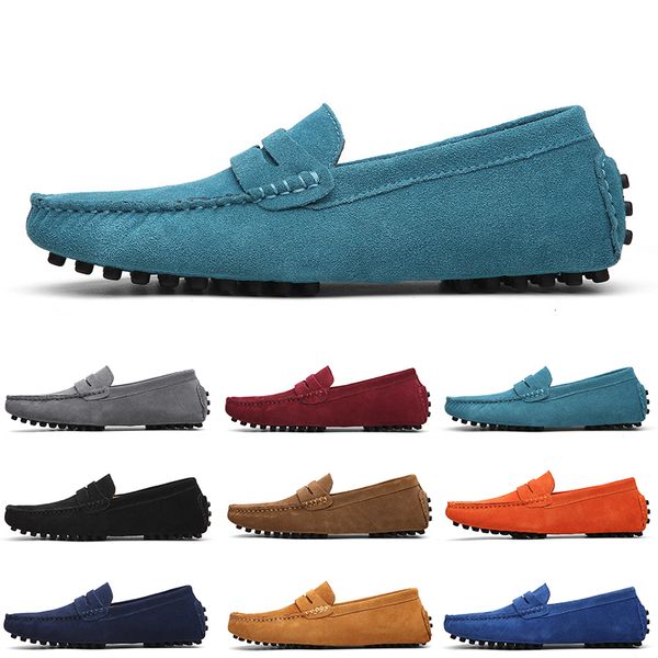 Billigere Nicht-Marken-Herren-Freizeit-Wildlederschuhe in Schwarz, Hellblau, Weinrot, Grau, Orange, Grün, Braun. Herren-Slip-on-Lederschuh