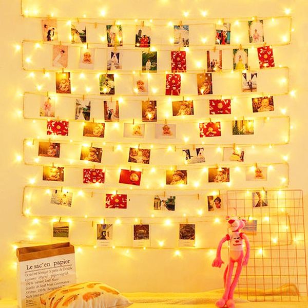 

strings 5m 10m po clip usb festoon led string fairy lights garland year's party wedding wall christmas decor for home room lamp