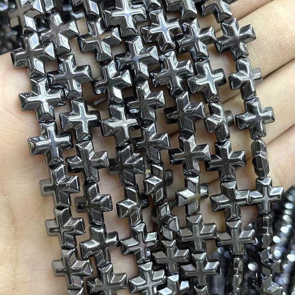 

other 6 8 10 12mm faceted natural cross shape black hematite stone loose spacer beads for jewelry making diy bracelet necklace