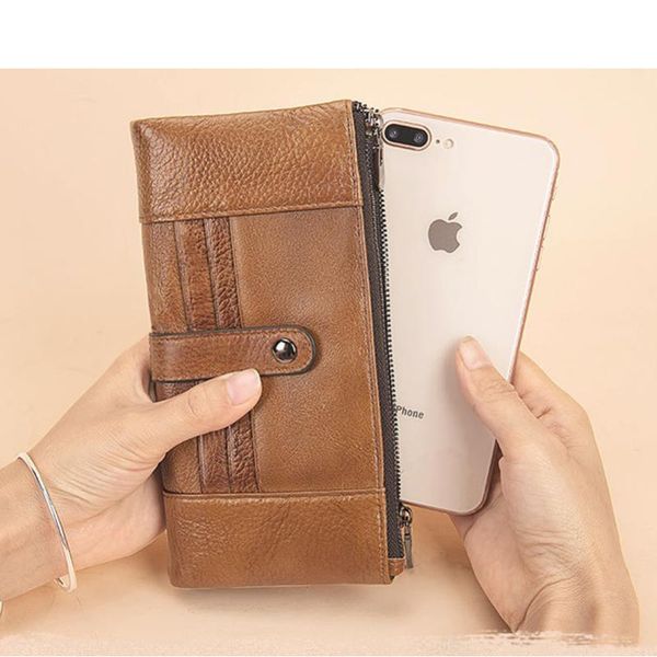 

wallets genuine leather wallet women mobile phone bag fashion design women's female card holder long and coin purses, Red;black