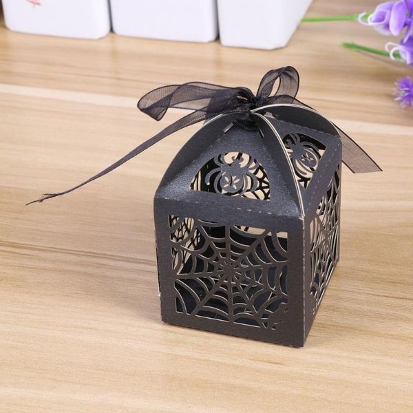 

gift wrap 50pcs hollow die-cut favor boxes wedding candy (black)