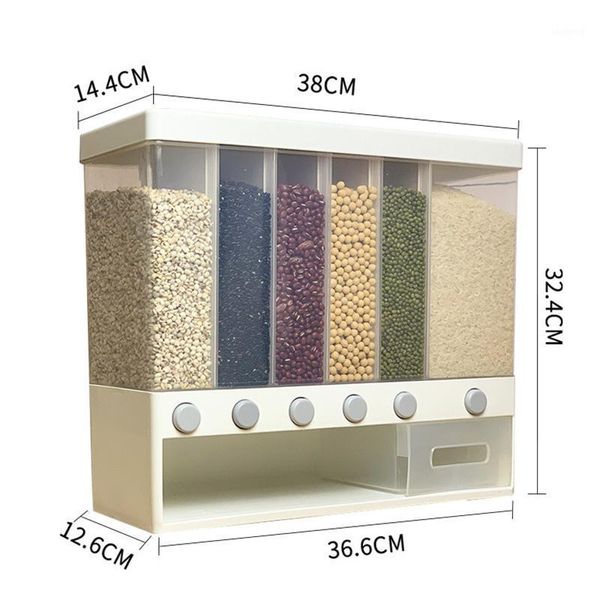 

wall-mounted dry dispenser rice bucket multi compartments automatic metering storage box sealed grain container eig88