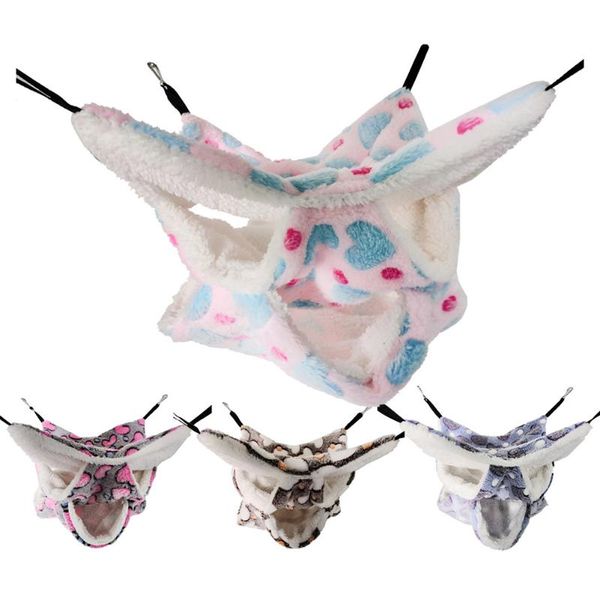 

small animal supplies hamster hammock rat hanging beds house warm cage nests squirrel guinea pig three-layer plush sleeping bag#20