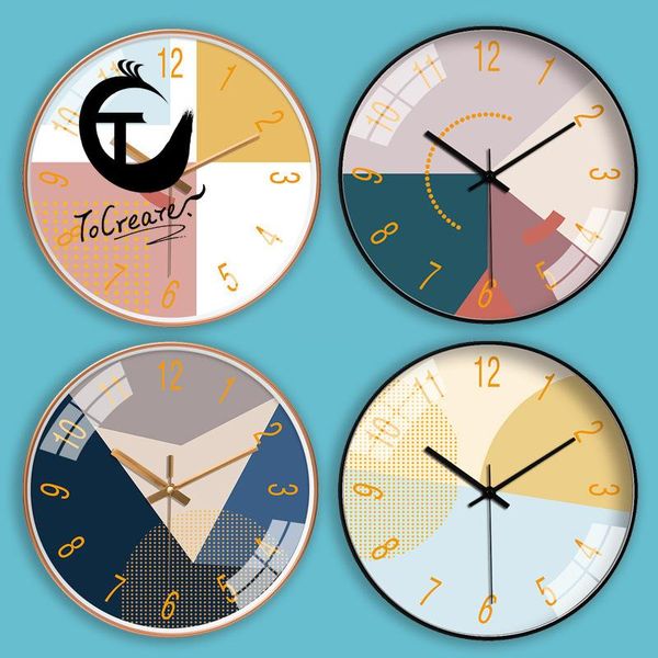 

wall clocks [12-inch 30cm] watch living room modern color block minimalist home quartz clock creative mute
