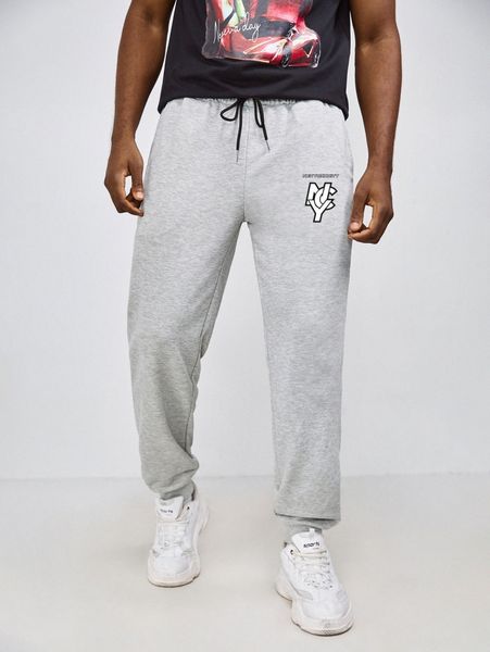 

romwe guys letter graphic sweatpants k6tu#, Black