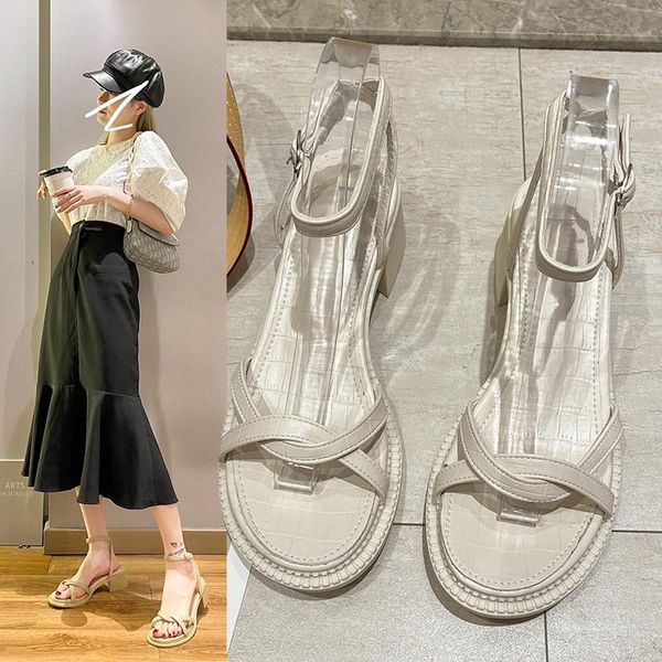 

sandals 2021 women leather shoes stretch thong square toe, Black