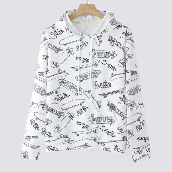 

men's hoodies & sweatshirts autumn sweatershirts long sleeve hooded slim printed casual blouse, Black