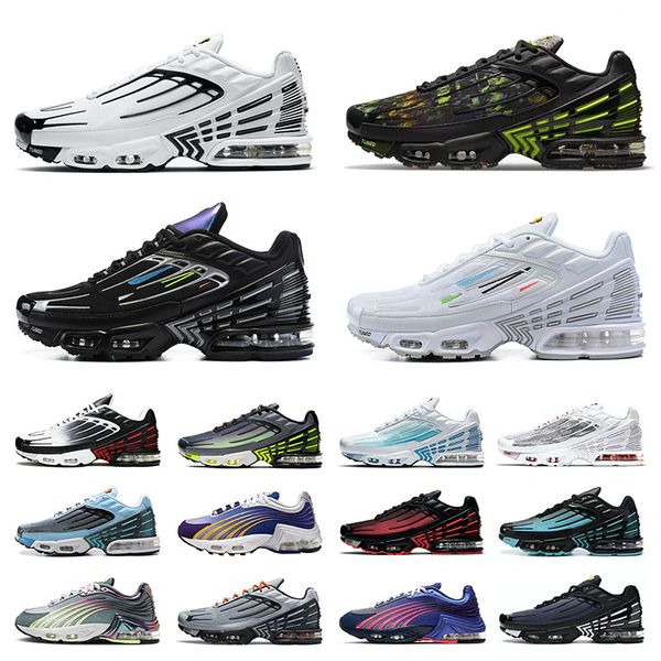 

tn plus 3 running shoes graphy pack iii tuned 2 triple white black silver neon trainers smoke grey laser blue sports original sneakers mens