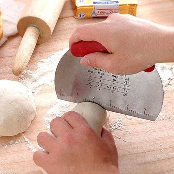 

kitchen bakeware baking pastry tools semicircle stainless steel cake dough scraper measure cut chop butter knife &