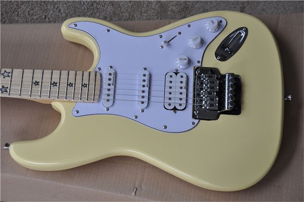 

chinese factory guitar,lower action.oem factory ,export product,cream yellow st guitar