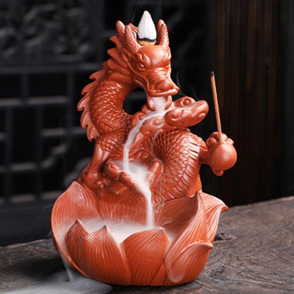 

fragrance lamps creative backflow smoke waterfall incense burner ceramic home decor western pterosaur