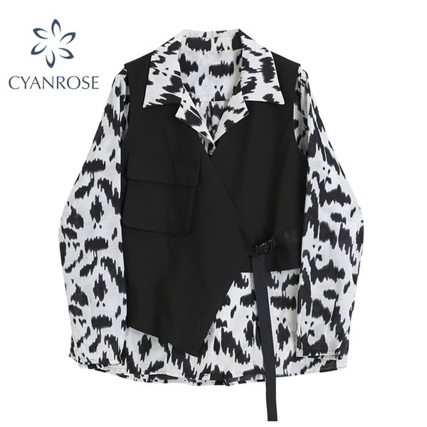 

vintage print blouse women long sleeve lapel button design korean fashion turn down collar woman shirts cardigan 210515, White