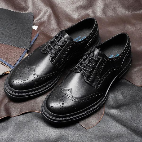 

dress shoes 2021 autumn leather men formal business suit brand bullock genuine black office wedding mens