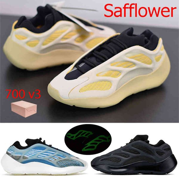 

selling 700 v3 safflower running shoes alvah azareth azael og glow in the dark sneakers men women skeleton trainers, Black