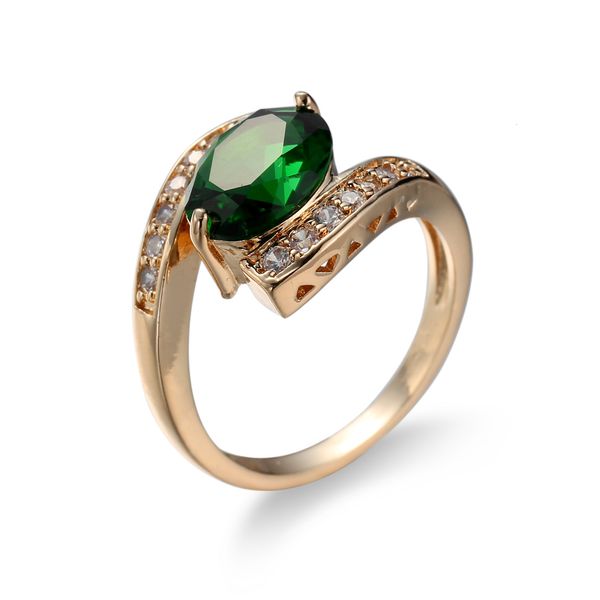 

selling fashion emerald zircon jewelry ring, Slivery;golden