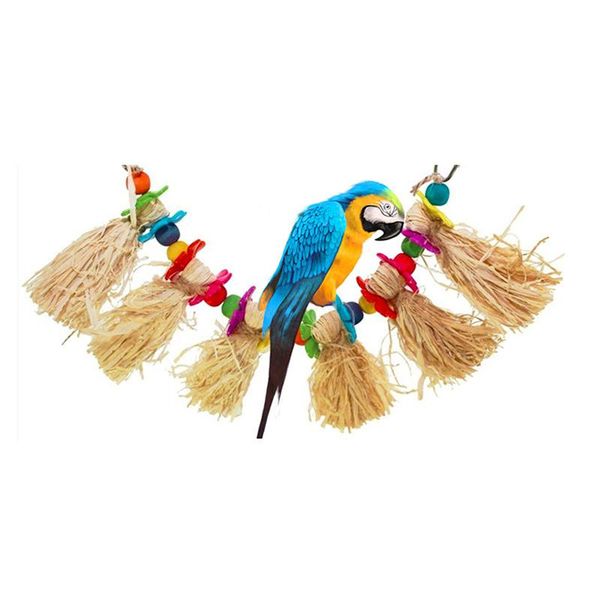 

other bird supplies parrot toy natural wooden grass chewing bite hanging cage swing climb chew toys cages pendant