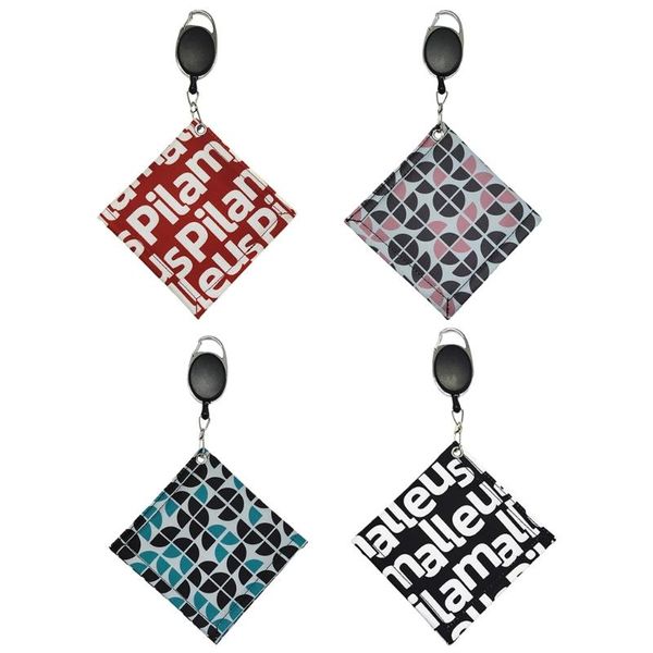 

golf training aids towel ball club head cleaner waterproof cleaning square mini w/ retractable keychain buckle