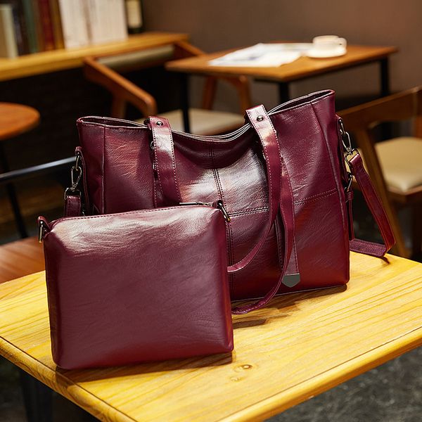 

large capacity mother and child shoulder bag fashion zipper shopping women's 2021 2 in 1 crossbody underarm ladies black pu handbag red