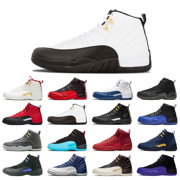 

with box 12s basketball shoes 12 for man black purple bulls dark grey fiba flu game french blue winterized wings utility university gold siz