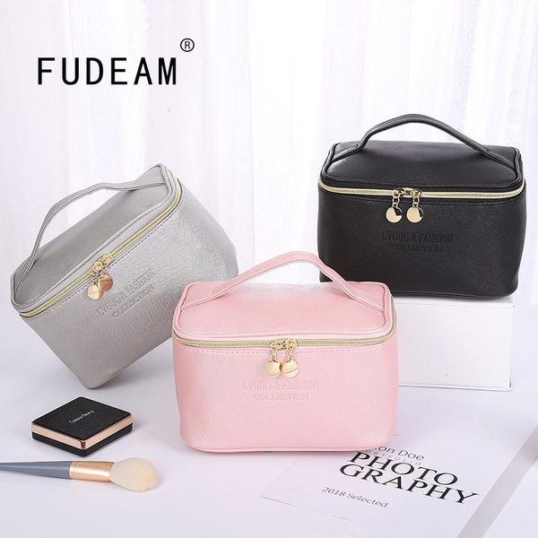 

leather multifunction women cosmetic bag travel toiletry storage organize handbag waterproof female portable makeup case bags & cases