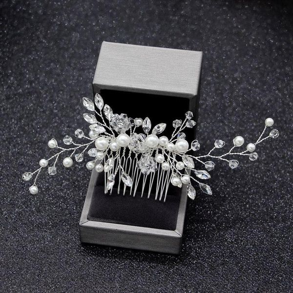 

hair clips & barrettes romantic and elegant white pearl crystal handmade bridal comb jewelry headdress wedding accessories, Golden;silver