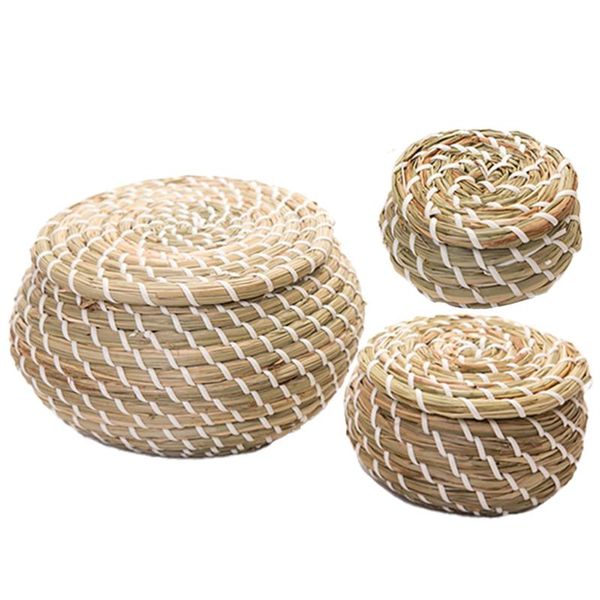 

storage baskets 1 set household handwoven decorative (assorted color)