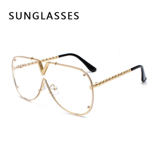 

sunglasses personality trend men's v-shaped for men and women one-piece retro glasses gafas de sol una pieza, White;black