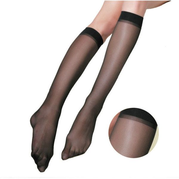 

2017 new catwalk style versatile solid color medium tube silk stockings, Black;white