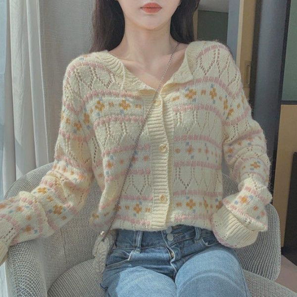 

women's knits & tees cardigan coat thin sweater soft wind cut-out knitwear spring slim early autumn temperament korean fashion, White