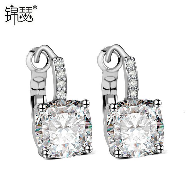 

jewelry charm stud fanlu ear clasp with 3a zircon and korean, Golden