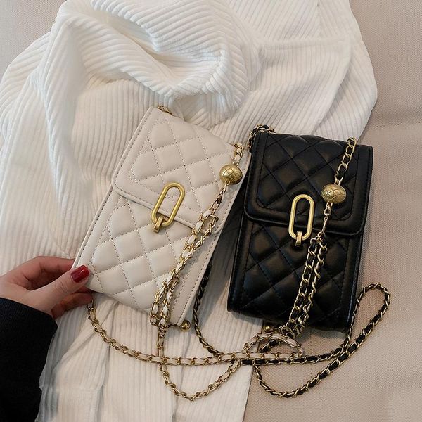 

evening bags crossbody designer leather mini pu for women 2021 summer luxury trendy brand chain lock shoulder handbags phone purses