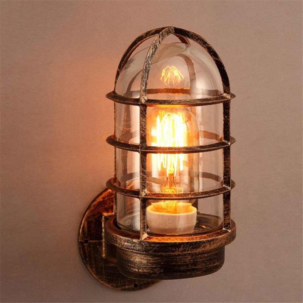 

outdoor wall lamps vintage industrial unique light cage guard sconce loft modern indoor lighting iron copper