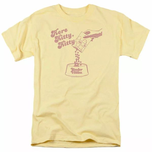 

tender vittles here kitty t shirt mens licensed cat food banana, White;black