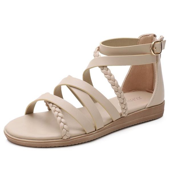

sandals women's summer plus size shoes 41-43 woven roman women, Black