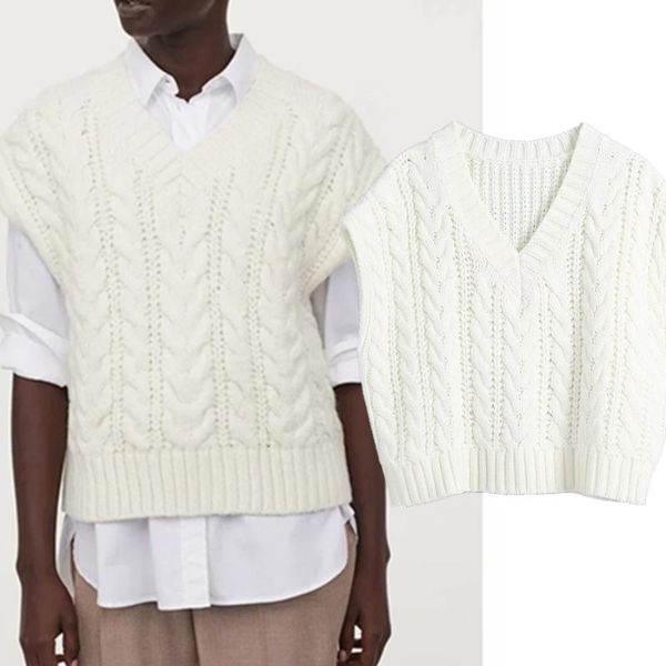 

women's sweaters withered england style fashion twisted flower winter women pull femme sleeveless pullovers vest, White;black