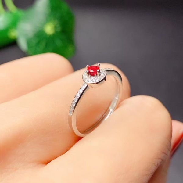 

cluster rings colife jewelry 925 silver ruby ring for daily wear 3mm natural brithday gift young girl, Golden;silver
