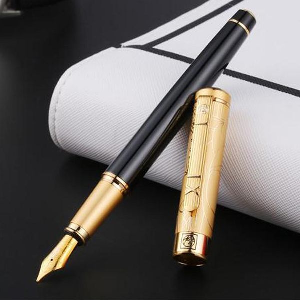 

picasso 902a black and golden m nib fountain pen with pencil box pens