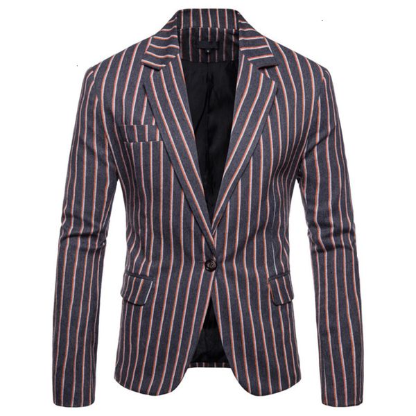 

european casual stripe fashion men's slim suit coat, White;black
